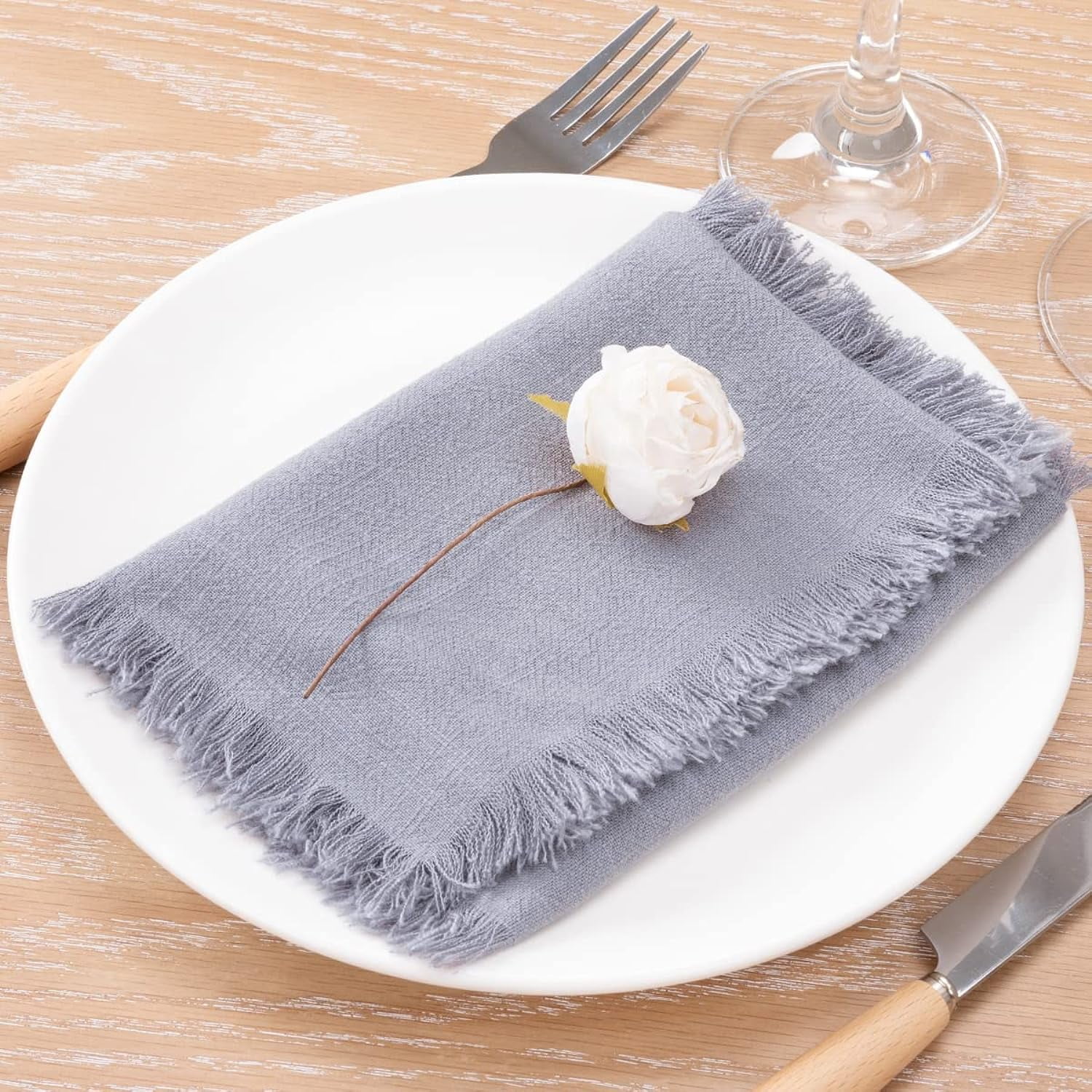 Holzlrgus Handmade Cloth Napkins Bulk 18"x18" Cotton Linen Dinner