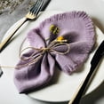 thumbnail image 1 of Holzlrgus Handmade Cloth Napkins, Cotton Linen Cloth Napkins with Fringe, Versatile Handmade Square Rustic Fringe Napkins for Dinner, Wedding and Parties, 18 x 18 Inches Set of 6, Lavender, 1 of 5