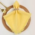 thumbnail image 1 of Holzlrgus Handmade Cloth Napkins, Linen Cloth Napkins with Fringe, 18 x 18 Inches Set of 4 Versatile Handmade Square Rustic Fringe Napkins for Dinner, Wedding and Parties, Yellow, 1 of 5
