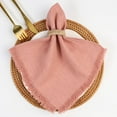 thumbnail image 1 of Holzlrgus Handmade Cloth Napkins, Linen Cloth Napkins with Fringe, 18 x 18 Inches Set of 4 Versatile Handmade Square Rustic Fringe Napkins for Dinner, Wedding and Parties, Coral Pink, 1 of 6