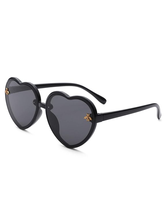 Heart Sunglasses Kids for Toddler Girls Age 3-10 Shaped Bee Cute Fashion Sunnies