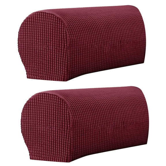 Holzlrgus High Elastic 2 Piece Solid Print Polyester Armrest Sofa Chair Slipcovers, Winered