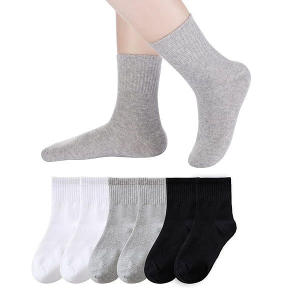 Holzlrgus Kids Athletic Crew Socks Boys Girls Cotton School Uniform Casual Basic Socks 6 Pairs