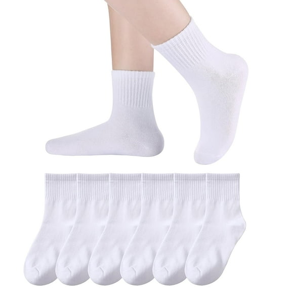 Holzlrgus Kids Athletic Crew Socks Boys Girls Cotton School Uniform Casual Basic Socks 6 Pairs