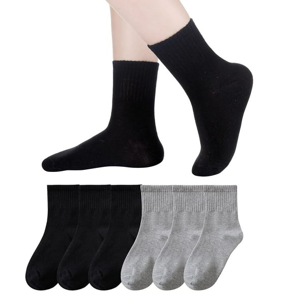 Holzlrgus Kids Athletic Crew Socks Boys Girls Cotton School Uniform Casual Basic Socks 6 Pairs