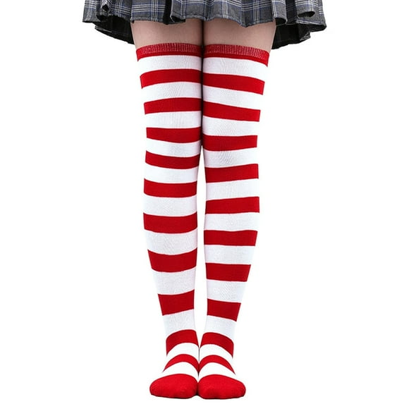 Holzlrgus Leg Warmers Cute Womens Over Knee High Socks Women Thigh Wide Striped Stockings for Cosplay Tights for (White, One Size)