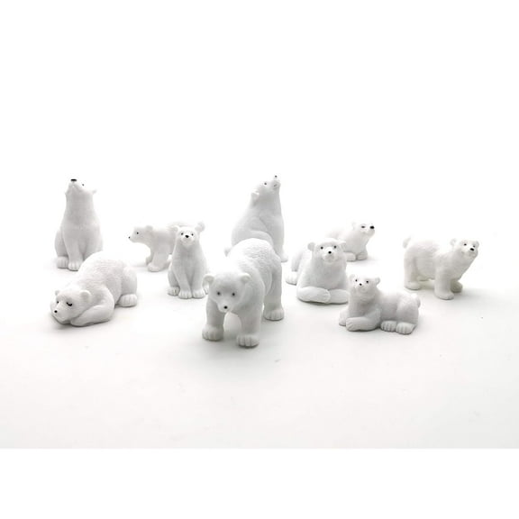 Holzlrgus Mini Animals Miniature Figurines Animals Model Fairy Garden Miniature Moss Landscape DIY Terrarium Crafts Ornament Accessories for Home Décor (Polar Bears, Set of 10)