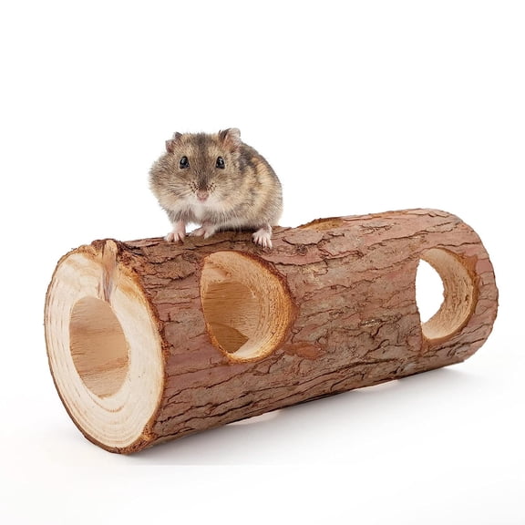 Holzlrgus Natural Wooden Hamster Mouse Tunnel Tube Toy - Forest Hollow Tree Trunk