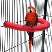 Holzlrgus Parrot Perch Stand, U Shape Quartz Sands Bird Stick Paw Grinding Rough-surfaced Large Bird Perches for Parakeets,Macaw,Parrots Cages Toy (Red Large)
