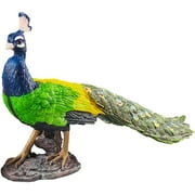 Holzlrgus Peacock Figurine Realistic Hand Painted Peacock Statue Plastic Bird Figurine Model for Home Decor Green