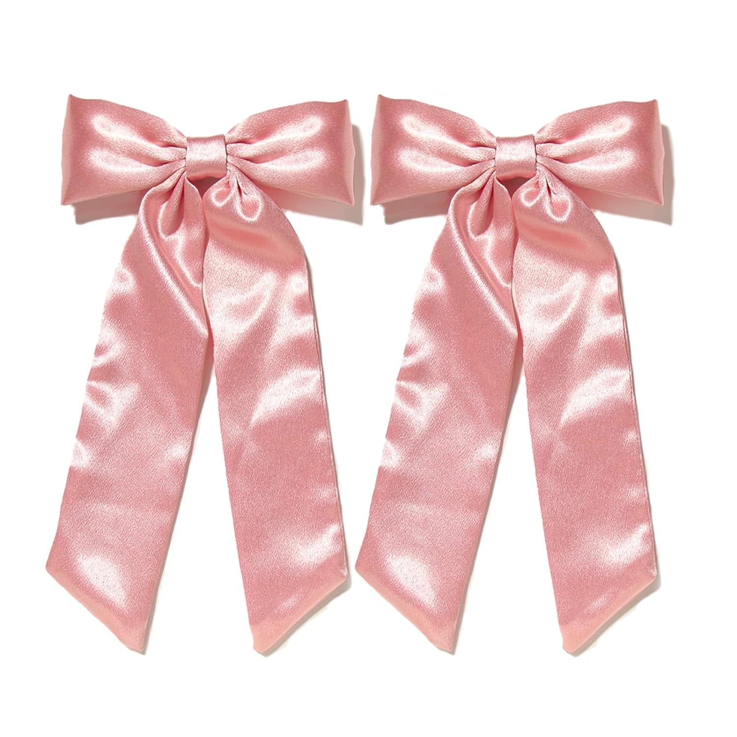 Holzlrgus Pink Hair Bow Clips with Long Tail 2pcs Hair 
