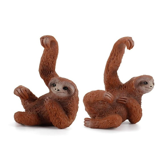 Holzlrgus Realistic Sloth Figurine Plastic Wild Animal for Collection Desktop Decoration, Pack of 2