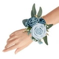 thumbnail image 1 of Holzlrgus Set of 2 Wrist Corsage Wristlet for Wedding Bridesmaid Mother Grandmother for Bridal Shower Wedding Artificial Roses Flower Prom (Dusty Blue), 1 of 5
