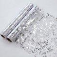 thumbnail image 1 of Holzlrgus Silver Table Runner, Sequin Glitter Foil Metallic Silver Thin Mesh Table Runner Roll 11"x108", Silver Table Decorations for Wedding, Birthday Party, Christmas, 1 of 7