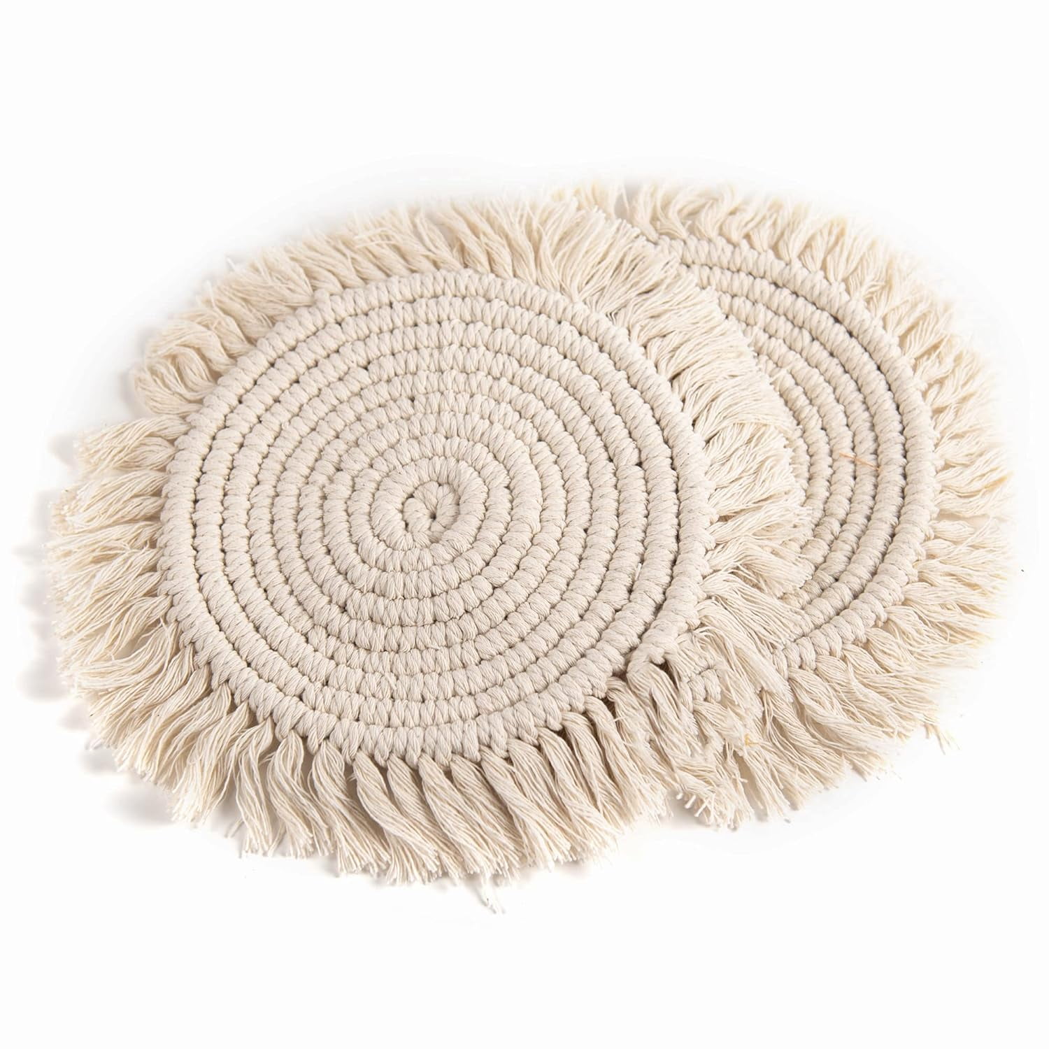 Holzlrgus Handmade 10in Pot Holder Trivets Set (2), Thick Cotton Rope