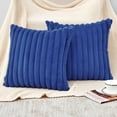 thumbnail image 1 of Holzlrgus Throw Pillow Covers Decorative Faux Fur Set of 2 20x20 Inch Pillow Covers, Soft Navy Blue Striped Pillowcases for Couch Sofa Bed Living Room, Fluffy Cute Home Boho Accent Fuzzy Decor, 1 of 6