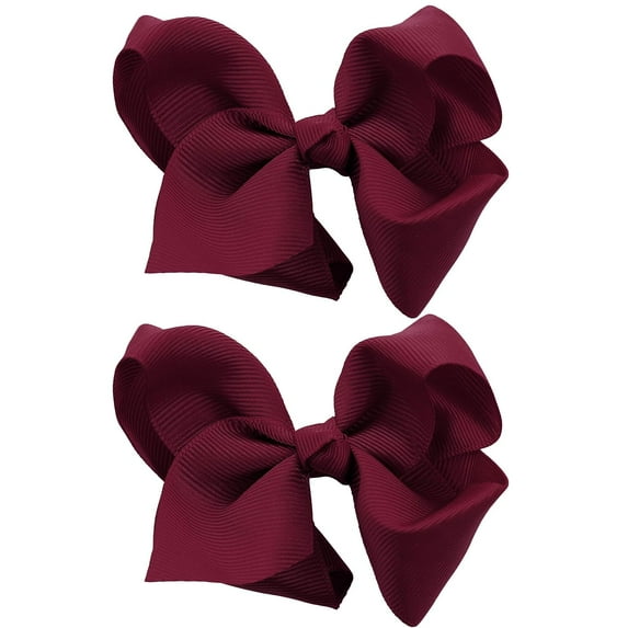 Holzlrgus Toddlers' Girls' Smooth Grosgrain Ribbon Bow Alligator Clip, Burgundy
