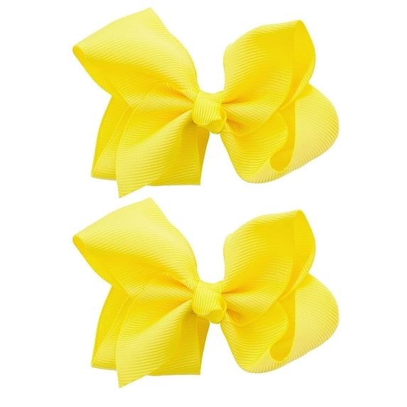 Holzlrgus Toddlers' Girls' Smooth Grosgrain Ribbon Bow Alligator Clip, Lemon Yellow