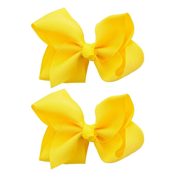 Holzlrgus Toddlers' Girls' Smooth Grosgrain Ribbon Bow Alligator Clip, Yellow