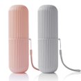 thumbnail image 1 of Holzlrgus Travel Toothbrush Holder Case, 2 Pack Portable Toothbrush Cup for Travel/Business Trip/Outdoor Camping, 1 of 7