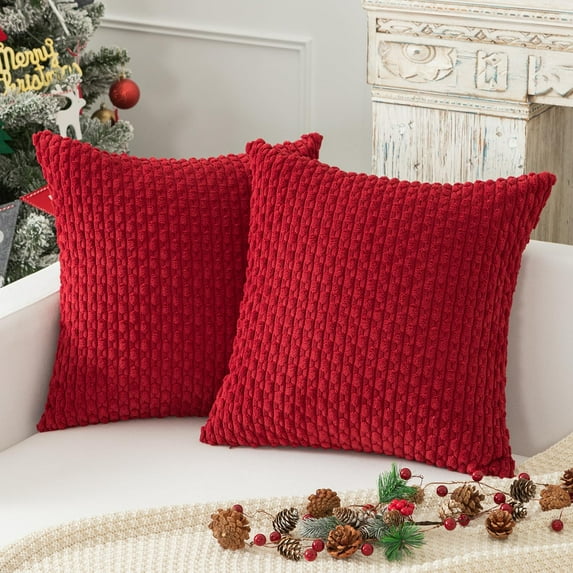 Holzlrgus Velvet Soft Soild Decorative Pillow Covers for Livingroom/Couch, 2 Packs, 24"x24"(60x60cm), Burgundy