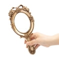 thumbnail image 1 of Holzlrgus Vintage Handheld Mirror - Embossed Flower Makeup Mirror Vanity Mirror Decorative Cute Hand Mirror - Bronze, 1 of 6