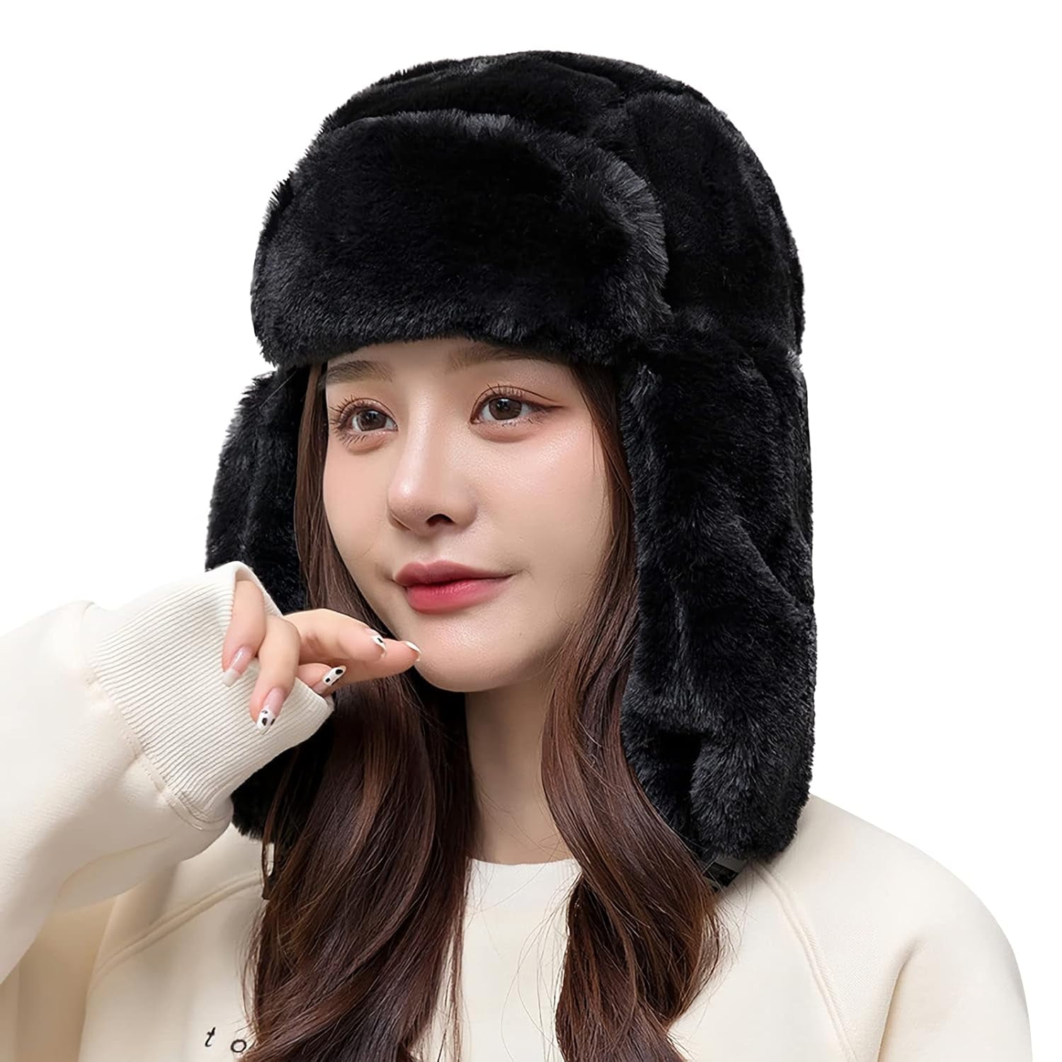 Women\'s Warmer Faux Fur Trapper Hat  Furry Windproof Earflap Womens Furry Trapper Hat Faux Fur Full Hood Ushanka Barbados  main image 3