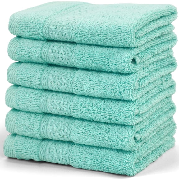 Holzlrgus Washcloths for Your Body 100% Cotton Facecloths Extra Soft Bathroom Washcloths - 13 by 13 Inches (Teal)
