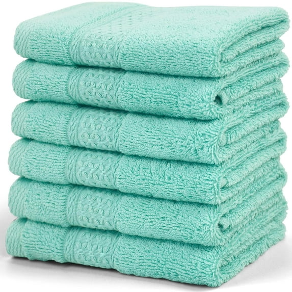 Holzlrgus Washcloths for Your Body 100% Cotton Facecloths Extra Soft Bathroom Washcloths - 13 by 13 Inches (Teal)