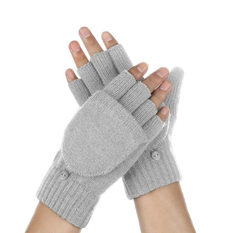 Holzlrgus Winter Fingerless Gloves for Men Women, Convertible Warm