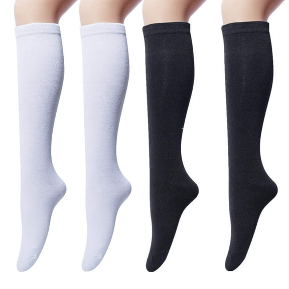 Holzlrgus Women's 4 Pairs Knee High Casual Solid Knit Socks