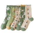 thumbnail image 1 of Holzlrgus Women's Cute Vintage Floral Patterned Cotton Crew Socks Teen Girls Korean Kawaii Fancy Dress Socks, 1 of 7