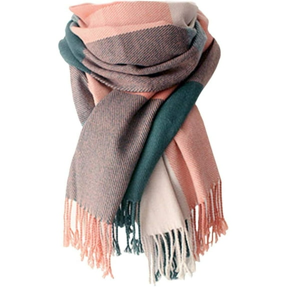 Holzlrgus Women's Long Plaid Blanket Chunky Oversized Winter/Fall Warm Scarf Big Tartan Scarves Wrap Shawl