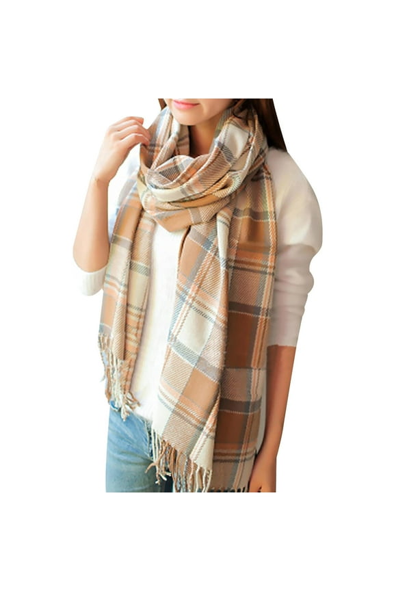 Women's Long Plaid Blanket Chunky Oversized Winter/Fall Warm Scarf Big Tartan Scarves Wrap Shawl
