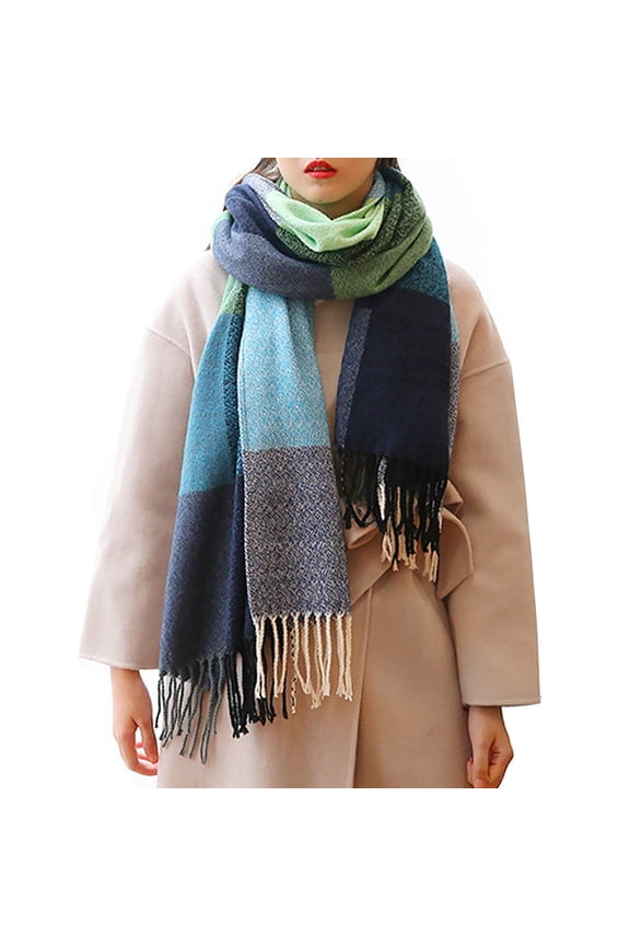 Women's Long Plaid Blanket Chunky Oversized Winter/Fall Warm Scarf Big Tartan Scarves Wrap Shawl