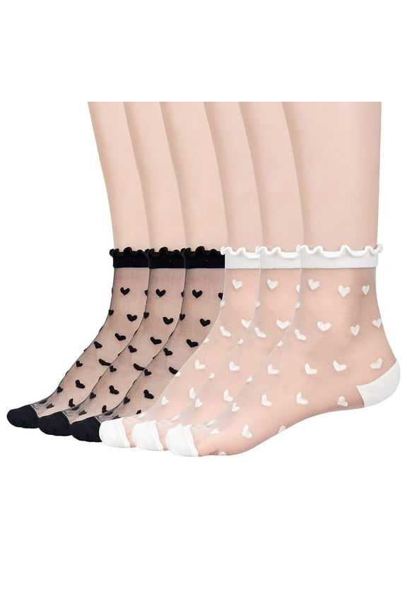 Women's Ruffle Sheer Socks Mesh Casual Lace Socks Summer Ultra Thin Cool See Through Ankle Socks for Women