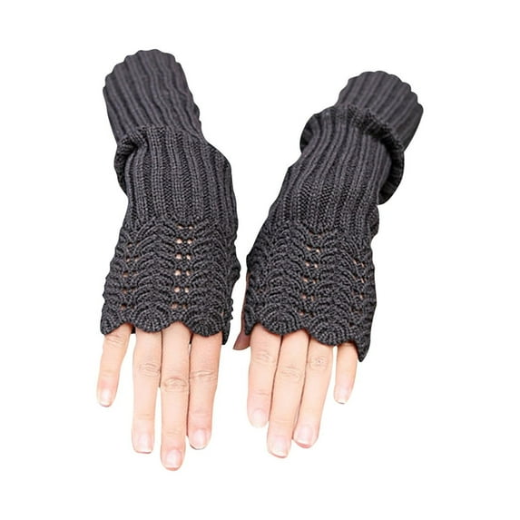 Holzlrgus Women's Scale Design Winter Warm Knitted Long Arm Warmers Gloves Mittens