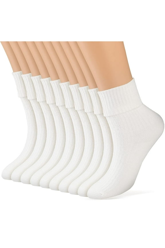 Women's Soft Cotton Crew Socks, White (10 Pack)