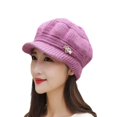 thumbnail image 1 of Holzlrgus Women's Visor Beanie Trendy Warm Hat Winter Wool Lined Elastic Knitted Hat, 1 of 7
