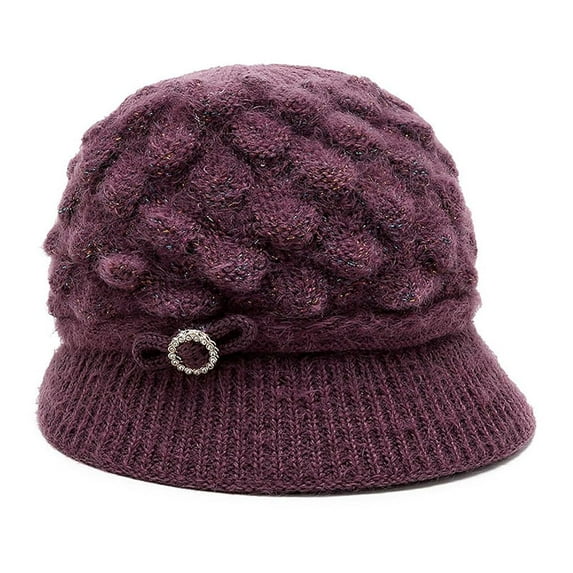Holzlrgus Women's Visor Beanie Trendy Warm Hat Winter Wool Lined Elastic Soft Knitted Hat