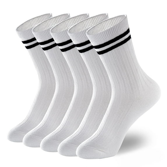Holzlrgus Womens Striped Crew Socks 5-10 Pairs Cute Retro Long Socks Vintage Fun Fashion Athletic Aesthetic High Socks for Women