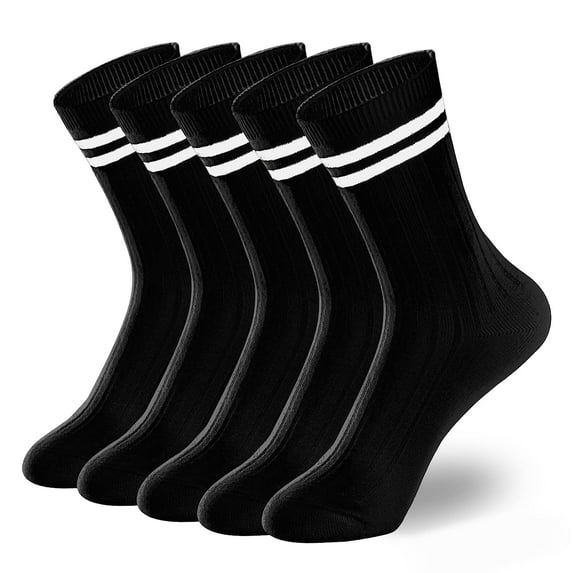 Holzlrgus Womens Striped Crew Socks 5-10 Pairs Cute Retro Long Socks Vintage Fun Fashion Athletic Aesthetic High Socks for Women