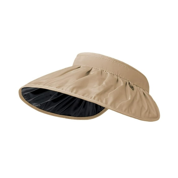 Holzlrgus Womens Sun Visor Hat Wide Brim UV Sun Protection Roll Up Hairband Summer Ponytail Beach Hats Travel UPF 50+