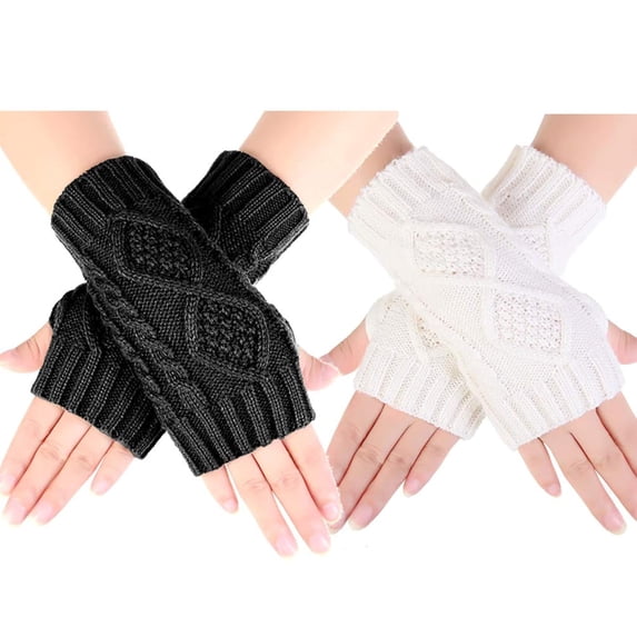 Holzlrgus Womens Winter Arm Warmers Warm Fingerless Gloves Hand Crochet