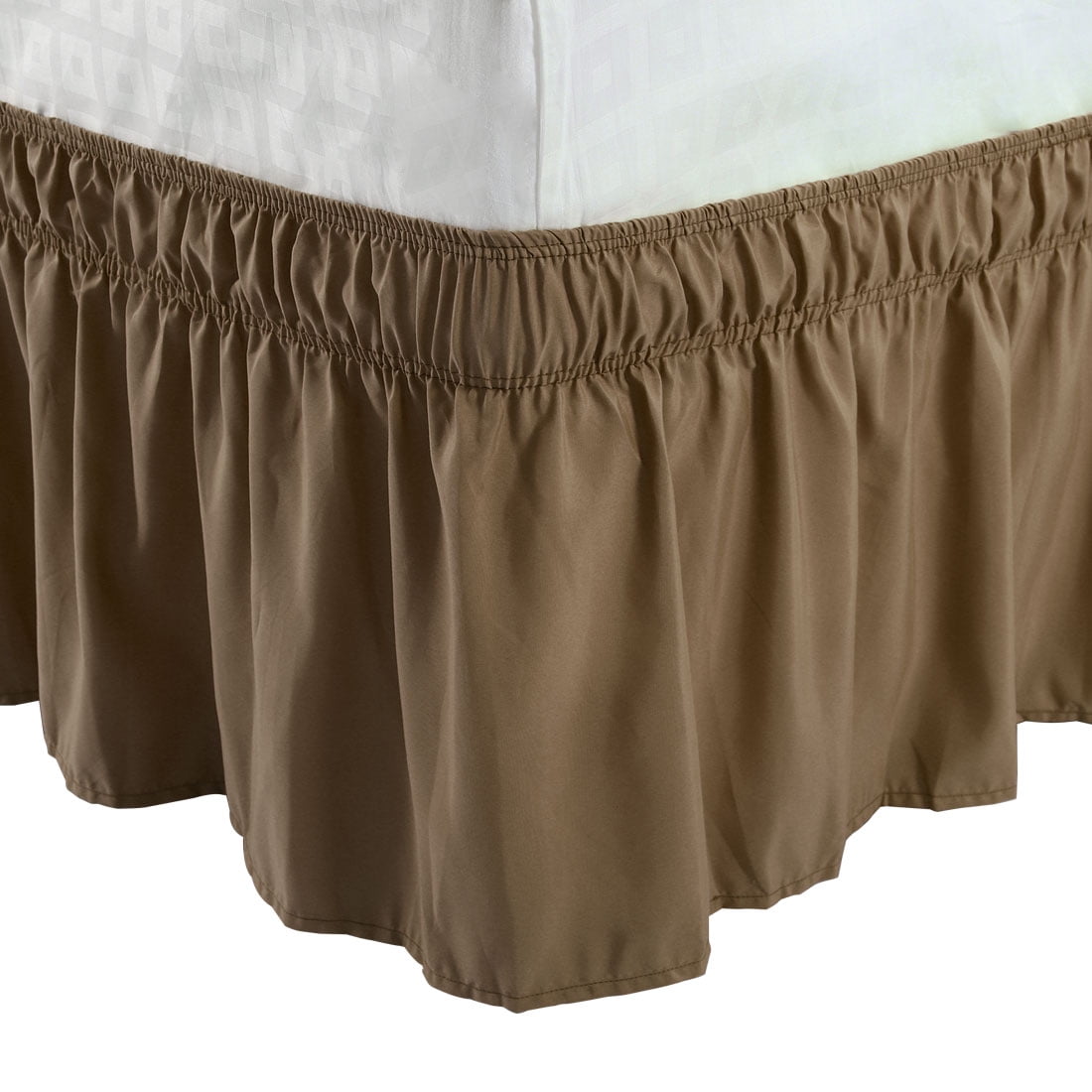 Holzlrgus Wrap Around Dust Ruffle Bed Skirt (15" Drop, Brown) - King Size Bed