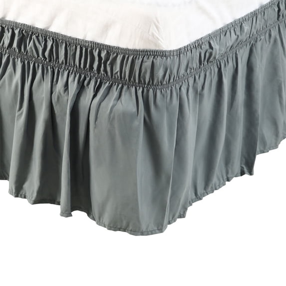 Holzlrgus Wrap Around Dust Ruffle Bed Skirt (15" Drop, Gray) - Twin Size Bed