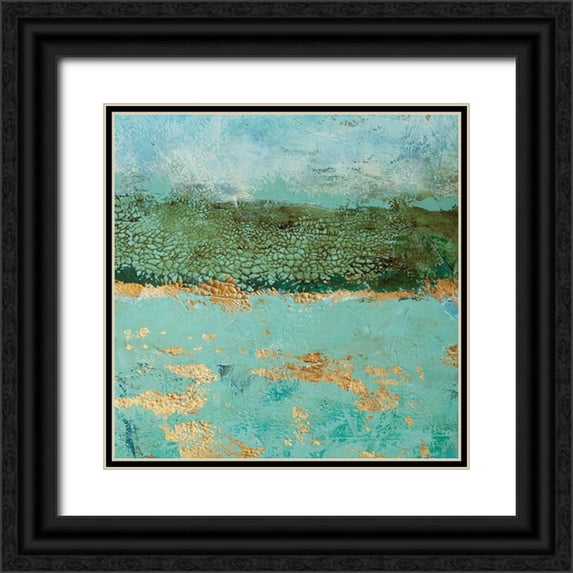 Holzner, Renate 12x12 Black Ornate Wood Framed with Double Matting Museum Art Print Titled - Golden Horizon 2