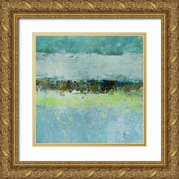Holzner, Renate 12x12 Gold Ornate Wood Framed with Double Matting Museum Art Print Titled - Green Horizon 4