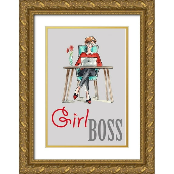 Holzner, Renate 17x24 Gold Ornate Wood Framed with Double Matting Museum Art Print Titled - Girl Boss