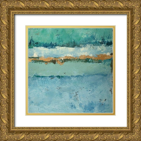 Holzner, Renate 26x26 Gold Ornate Wood Framed with Double Matting Museum Art Print Titled - Bluegreen Harmony 2